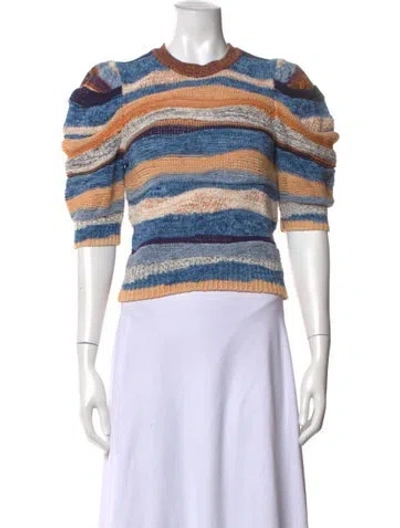 Pre-owned Ulla Johnson Striped Crew Neck Sweater In Blue