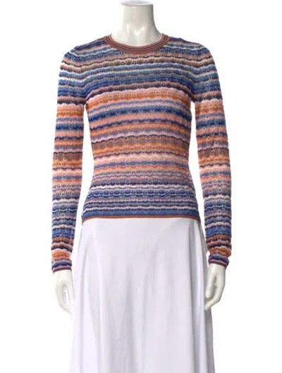 Pre-owned Ulla Johnson Striped Crew Neck Sweater In Blue