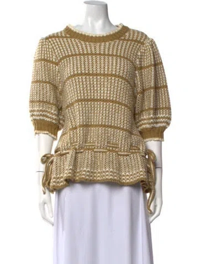 Pre-owned Ulla Johnson Striped Crew Neck Sweater In Brown