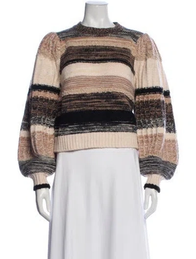 Pre-owned Ulla Johnson Striped Crew Neck Sweater In Brown/neutrals