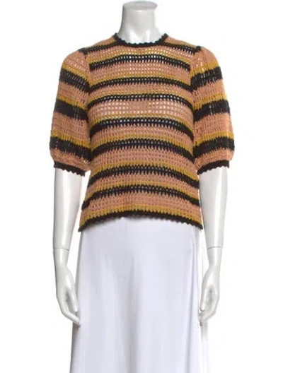 Pre-owned Ulla Johnson Striped Crew Neck Sweater In Neutral