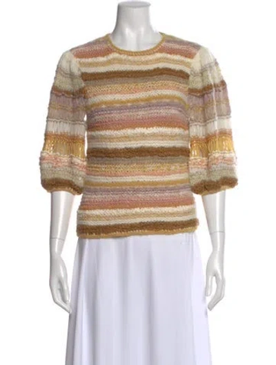 Pre-owned Ulla Johnson Striped Crew Neck Sweater In Neutral