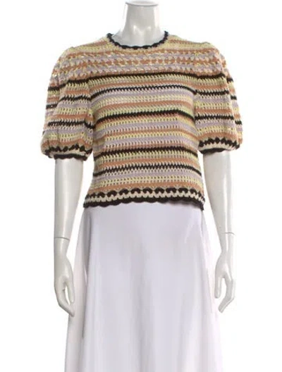 Pre-owned Ulla Johnson Striped Crew Neck Sweater In Neutral