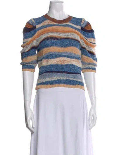 Pre-owned Ulla Johnson Striped Crew Neck Sweater In Neutral