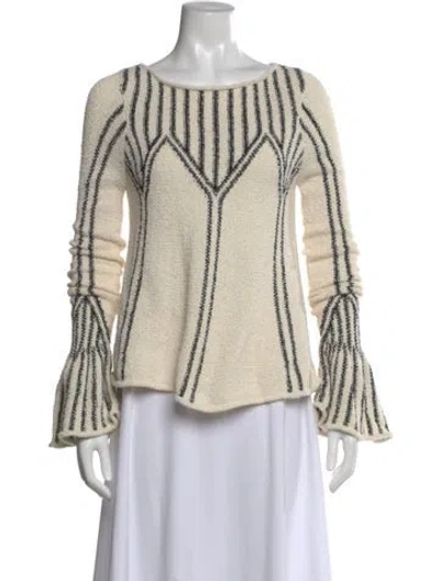 Pre-owned Ulla Johnson Striped Crew Neck Sweater In Neutral
