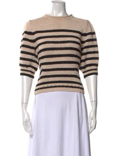 Pre-owned Ulla Johnson Striped Crew Neck Sweater In Neutral