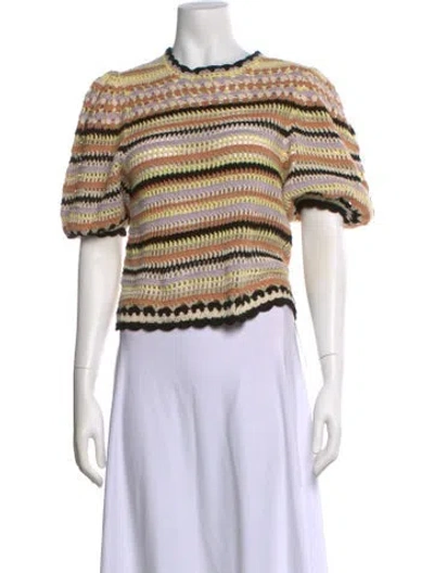 Pre-owned Ulla Johnson Striped Crew Neck Sweater In Neutral
