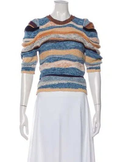 Pre-owned Ulla Johnson Striped Crew Neck Sweater In Neutral