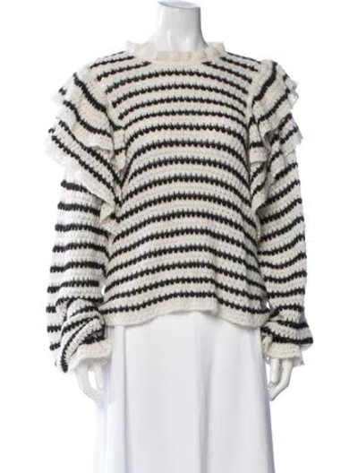 Pre-owned Ulla Johnson Striped Crew Neck Sweater In Neutrals/white