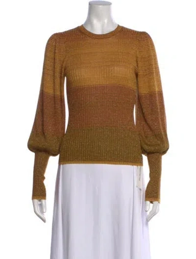 Pre-owned Ulla Johnson Striped Crew Neck Sweater In Orange