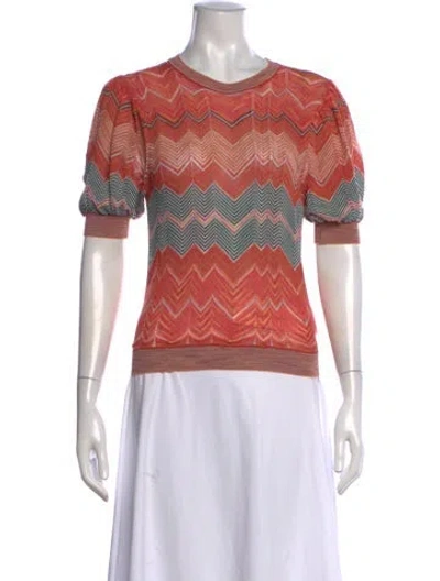Pre-owned Ulla Johnson Striped Crew Neck Sweater In Orange