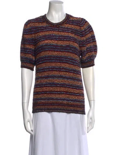 Pre-owned Ulla Johnson Striped Crew Neck Sweater In Red