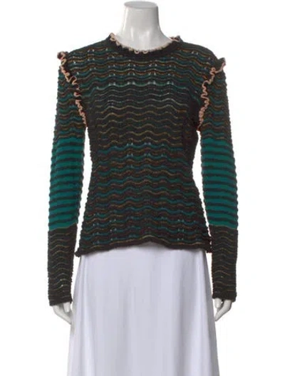 Pre-owned Ulla Johnson Striped Crew Neck Sweater W/ Tags In Black