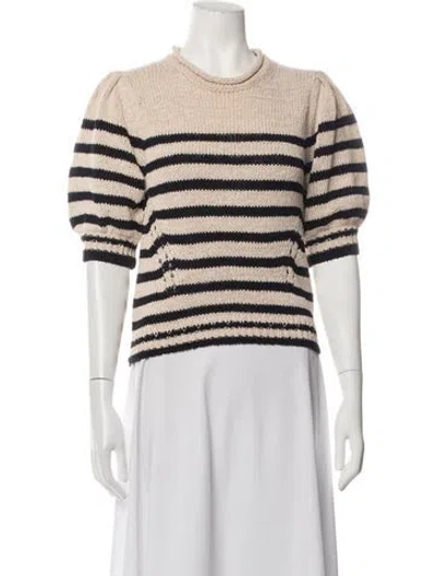 Pre-owned Ulla Johnson Striped Crew Neck Sweater W/ Tags In Neutrals