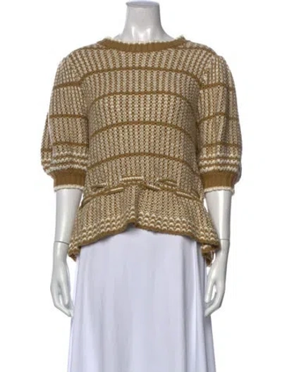 Pre-owned Ulla Johnson Striped Crew Neck Sweater In Yellow