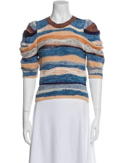 Pre-owned Ulla Johnson Striped Crew Neck Top In Blue