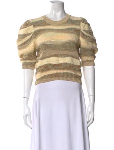 Pre-owned Ulla Johnson Striped Crew Neck Top In Gold