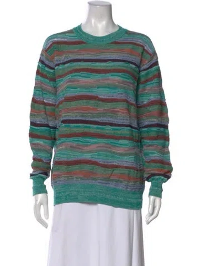 Pre-owned Ulla Johnson Striped Crew Neck Top In Green