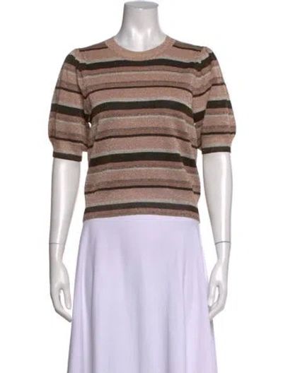 Pre-owned Ulla Johnson Striped Crew Neck Top In Metallic/pink