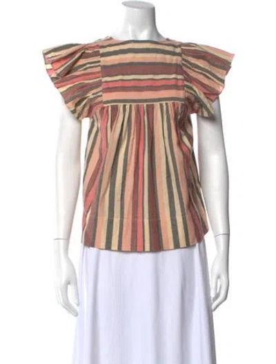Pre-owned Ulla Johnson Striped Crew Neck Top In Neutral