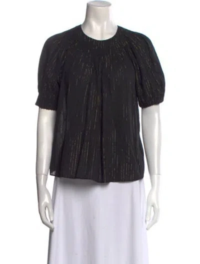 Pre-owned Ulla Johnson Striped Crew Neck T-shirt In Black