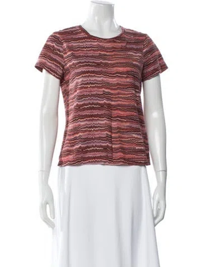 Pre-owned Ulla Johnson Striped Crew Neck T-shirt In Orange