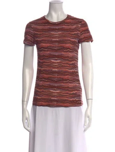 Pre-owned Ulla Johnson Striped Crew Neck T-shirt In Red