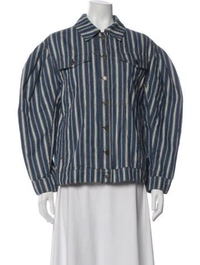 Pre-owned Ulla Johnson Striped Denim Jacket In Blue