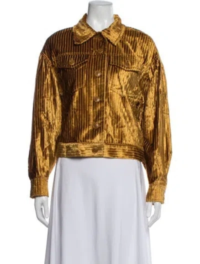 Pre-owned Ulla Johnson Striped Jacket In Gold