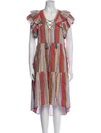 Pre-owned Ulla Johnson Striped Knee-length Dress In Neutral
