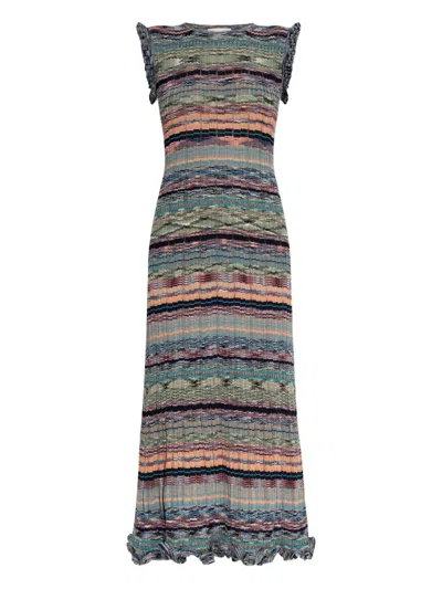 Ulla Johnson Ajak Ribbed-knit Midi Dress In Multi