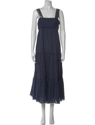 Pre-owned Ulla Johnson Striped Long Dress In Black