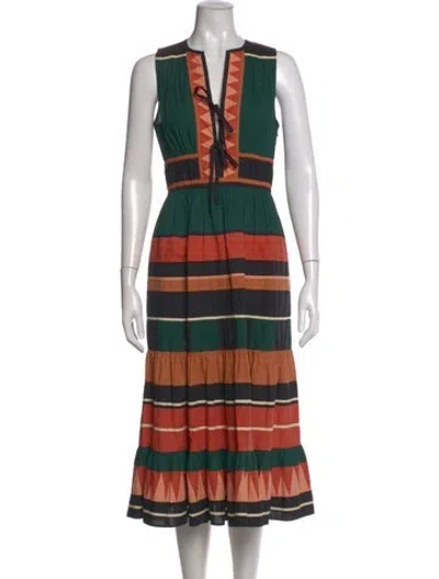 Pre-owned Ulla Johnson Striped Long Dress In Black