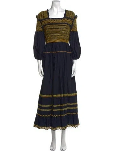 Pre-owned Ulla Johnson Striped Long Dress In Blue