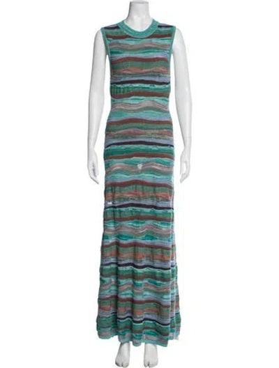 Pre-owned Ulla Johnson Striped Long Dress In Blue