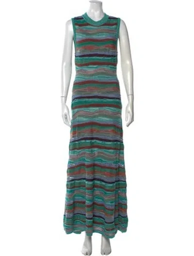 Pre-owned Ulla Johnson Striped Long Dress In Blue