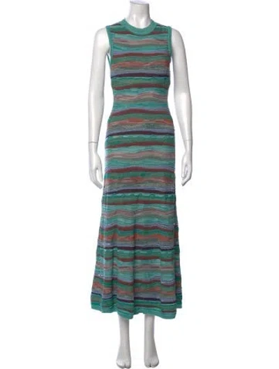 Pre-owned Ulla Johnson Striped Long Dress In Blue