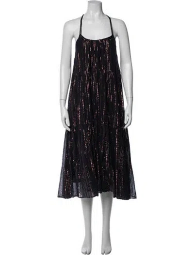 Pre-owned Ulla Johnson Striped Long Dress In Blue
