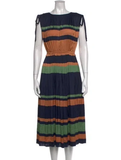 Pre-owned Ulla Johnson Striped Long Dress In Blue