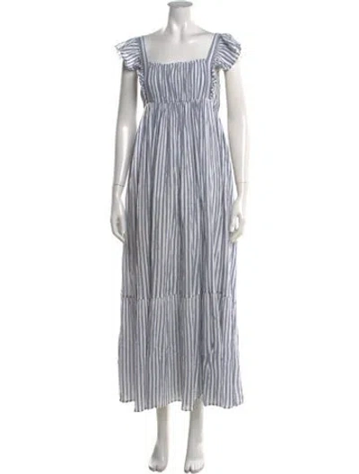 Pre-owned Ulla Johnson Striped Long Dress In Blue/white