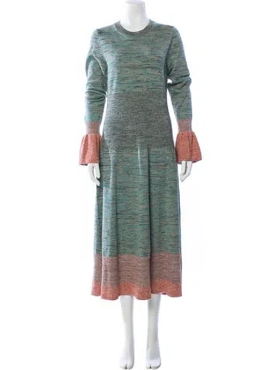 Pre-owned Ulla Johnson Striped Long Dress In Green