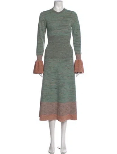Pre-owned Ulla Johnson Striped Long Dress In Green