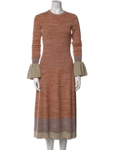 Pre-owned Ulla Johnson Striped Long Dress In Orange