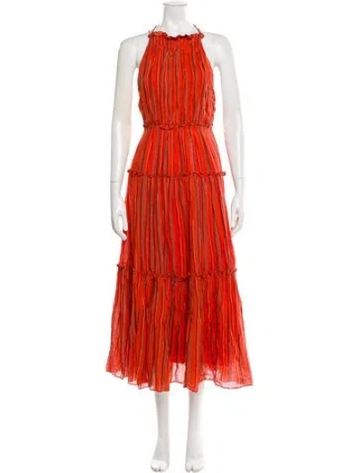 Pre-owned Ulla Johnson Striped Long Dress In Orange