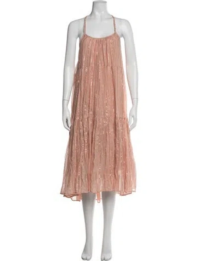 Pre-owned Ulla Johnson Striped Long Dress In Orange