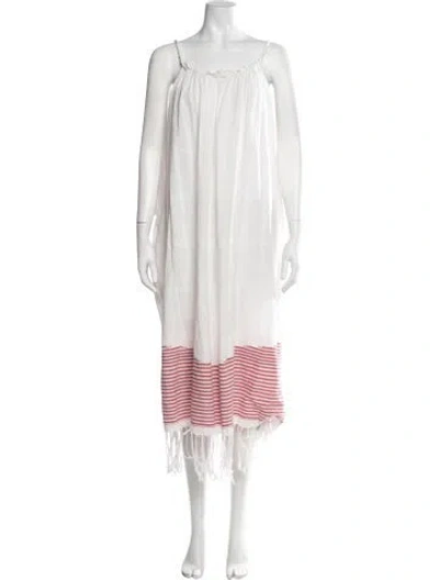 Pre-owned Ulla Johnson Striped Long Dress In Red/white