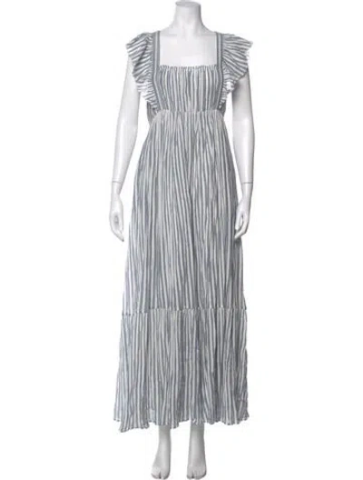 Pre-owned Ulla Johnson Striped Long Dress W/ Tags In Gray