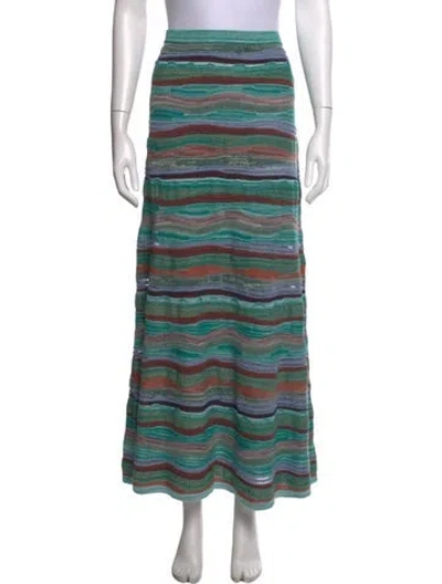 Pre-owned Ulla Johnson Striped Long Skirt In Blue