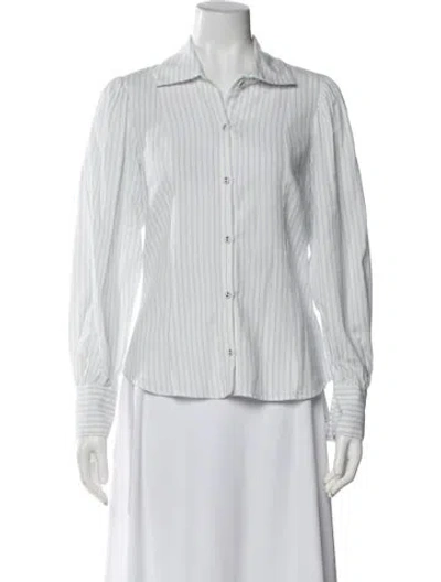 Pre-owned Ulla Johnson Striped Long Sleeve Blouse In Black