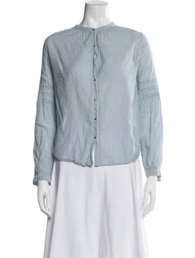 Pre-owned Ulla Johnson Striped Long Sleeve Blouse In Blue